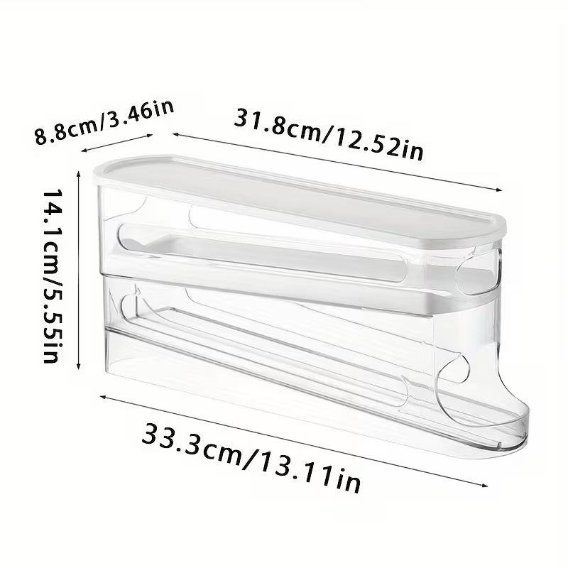 2-Layer Automatic Slide Egg Storage Box, Refrigerator Door Egg Storage Box, Can Hold 12-14 Eggs, Flip Design, Fresh-Keeping Egg Organizer, Essential Kitchen Storage Solution, Refrigerator Egg Rack That Saves Kitchen Space